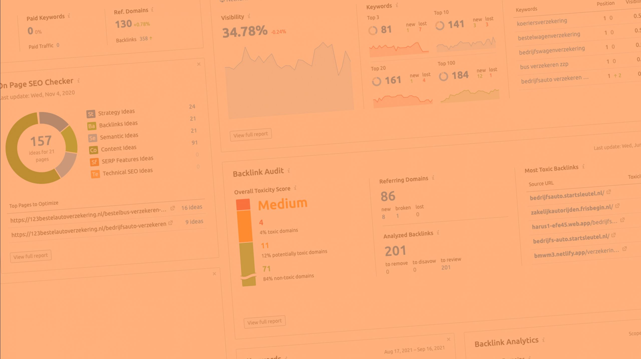 Voorbeeld analyse SEMRush